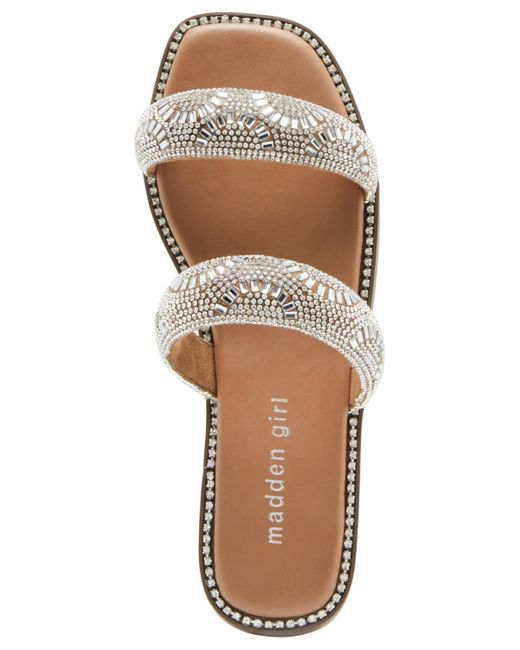 Madden Girl Metallic Partly Rhinestone Two-band Slide Sandals