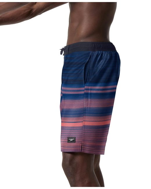 Speedo Blue Onshore Bondi Basin Ombre Stripe Drawstring 9" Boardshorts for men