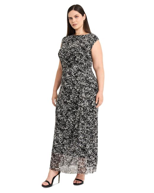 Maggy London Black Plus Size Abstract-print Side-draped Dress