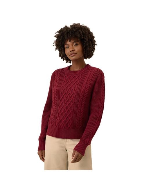 Pact Red Cable Knit Crew Sweater