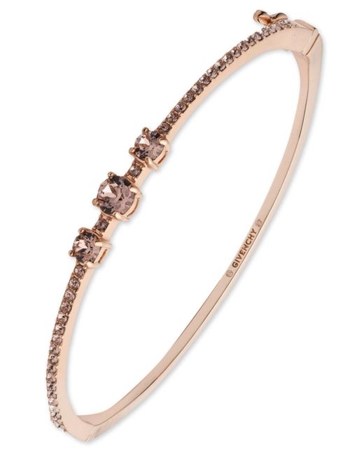 Givenchy Metallic Silk Crystal Stone Gold-tone Bangle Bracelet