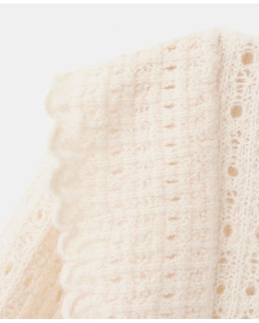 Mango Blue Ruffles Openwork Knitted Sweater
