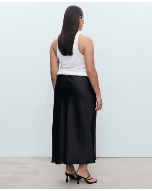 Mango Black Satin Long Skirt