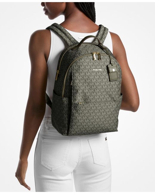 Michael Kors Gray Michael Sable Large Printed Signature Logo Backpack