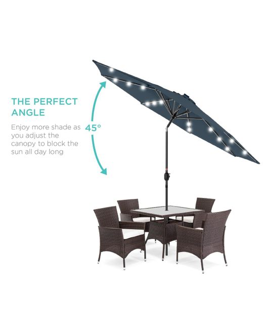 Best Choice Products Blue 10ft Solar Led Lighted Patio Umbrella W/ Tilt Adjustment