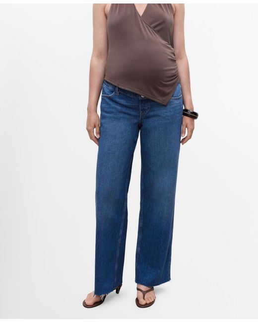 Mango Women's Blue Wide-leg Maternity Jeans