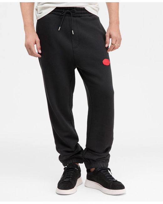 Boss White Dilvano Relaxed Fit Wax Logo Drawstring joggers for men