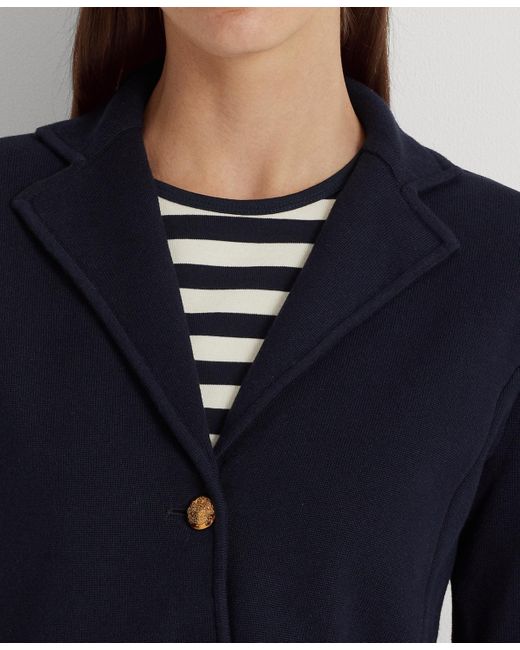 Ralph Lauren Blue Sweater Knit Blazer P Xs 3x