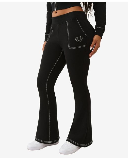 True Religion Black Big T Flare Pants