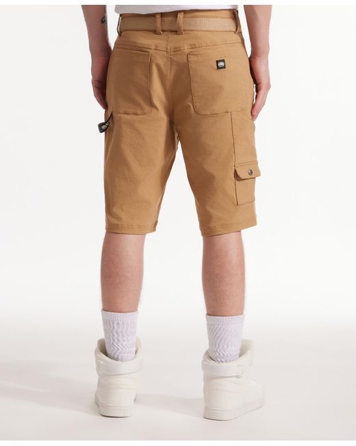 Ecko' Unltd Natural Keep Tabs On Belted Cargo Shorts for men