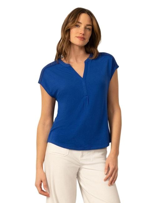Cable & Gauge Blue Split Neck Slub Terry Tee