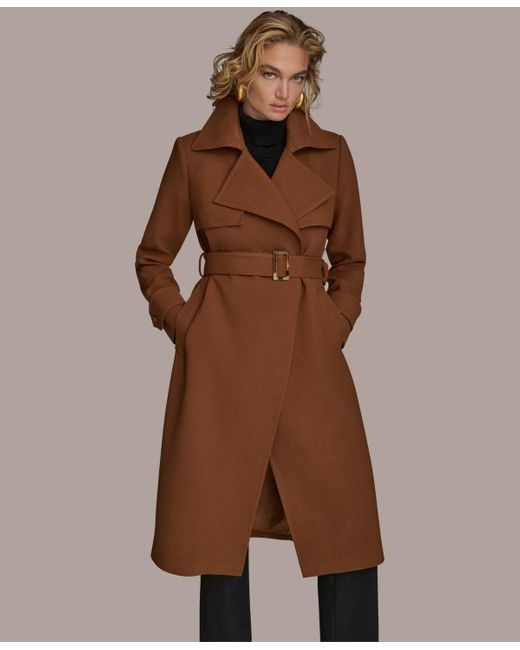 Donna Karan Brown Belted Notched-collar Trench Coat