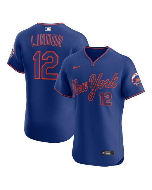 Nike Blue Francisco Lindor New York Mets Alternate 2 Elite Jersey for men