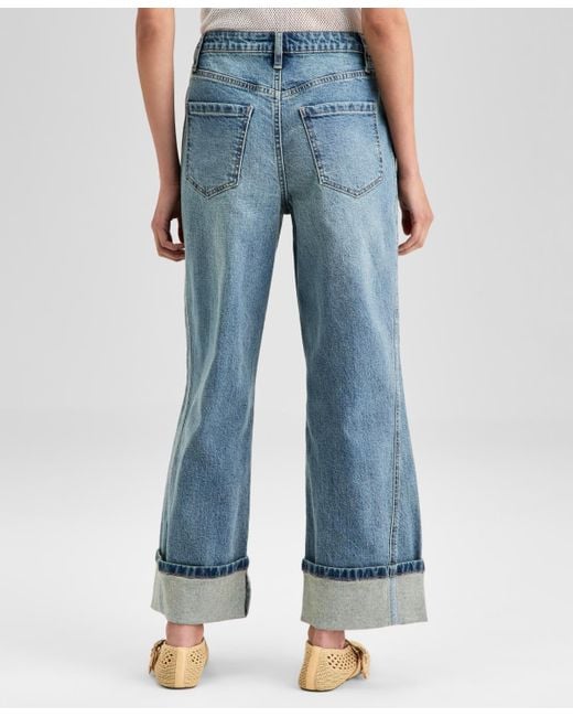 And Now This Blue High-rise Seamed Cuffed Jeans