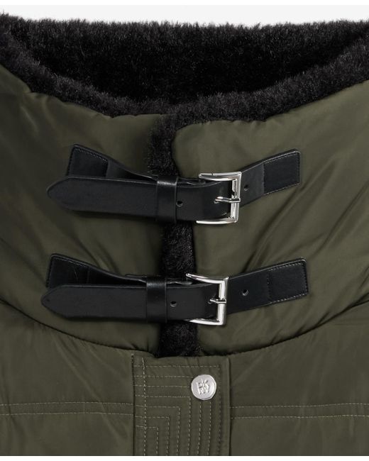 DKNY Black Faux-fur-collar Zip-front Puffer Coat