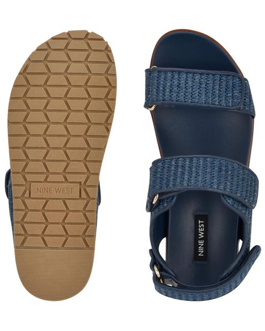Nine West Blue Heavin Woven Platform Wedge Sandals