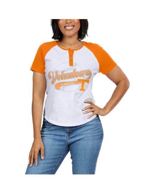 WEAR by Erin Andrews Blue Tennessee Volunteers Baseball Logo Raglan Henley T-shirt