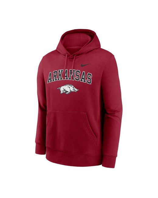 Nike Red Arkansas Razorbacks Club Pullover Hoodie for men