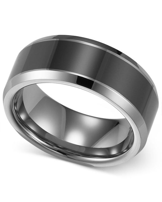 Triton Metallic Men's Tungsten Carbide And Ceramic Ring, 8mm Wedding Band for men