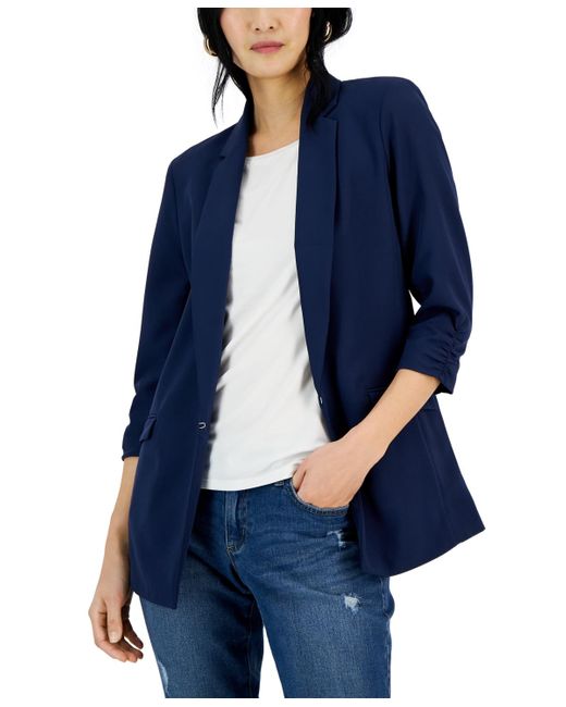 INC International Concepts Blue Petite Menswear Blazer, Created For Macy's