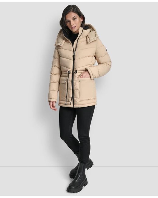 DKNY Natural Shine Hooded Anorak Puffer Coat