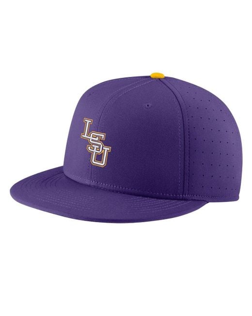 Nike Purple Lsu Tigers Aero True Baseball Performance Fitted Hat for men
