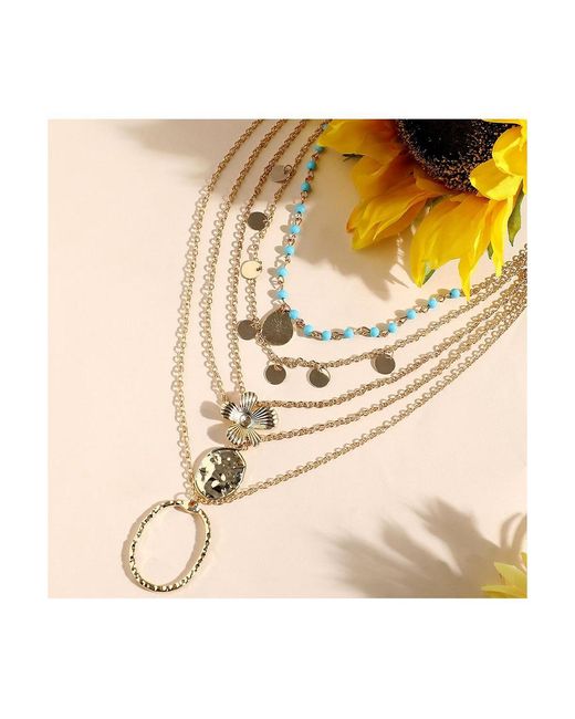SOH Metallic Textured Multi-layer Necklace