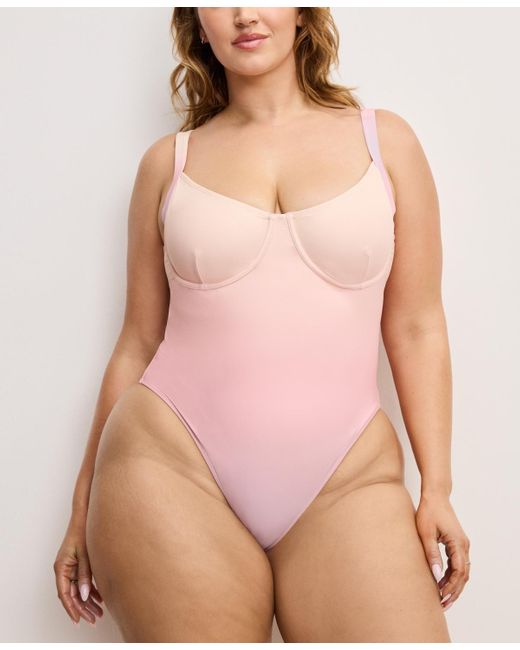 GOOD AMERICAN Pink Sunset Show-off Underwire One-piece Swimsuit