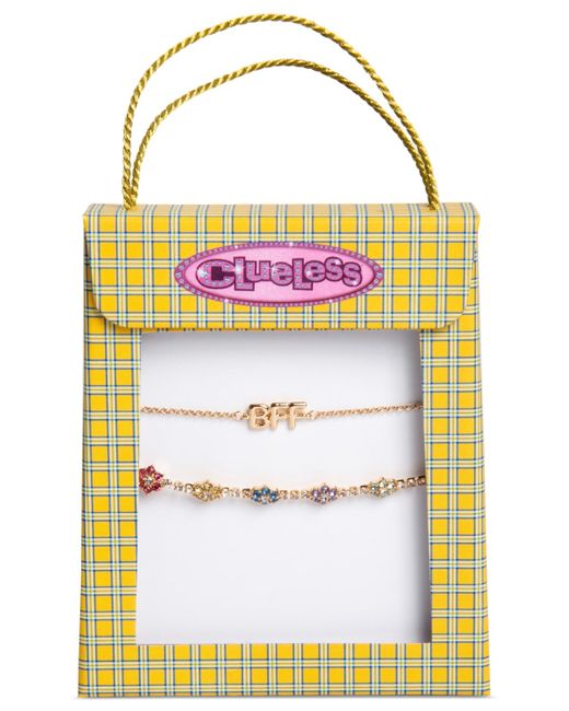 Clueless Metallic Gold-tone 2-pc. Set Bff & Color Crystal Flower Slider Bracelets