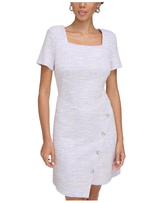 Calvin Klein White Short-sleeve Faux-wrap Dress