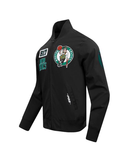 Pro Standard Black Boston Celtics Area Code Twill Full-zip Jacket for men