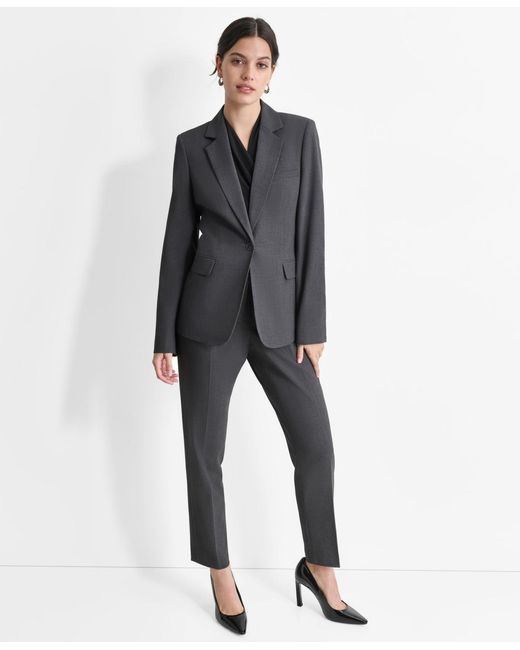 DKNY Gray Notch-lapel Button-front Long-sleeve Jacket
