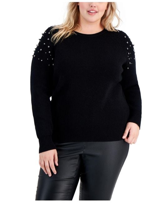INC International Concepts Synthetic Plus Size Embellished Sweater