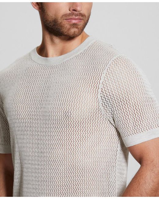Guess Blue Otto Noah Textured-knit Short-sleeve Sweater for men