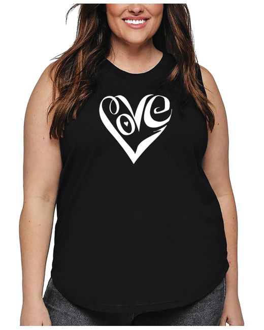 LA Pop Art Black Plus Size Script Heart Word Art Tank Top