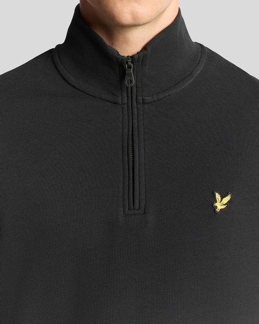 Lyle & Scott Black Loopback Quarter Zip Sweat for men