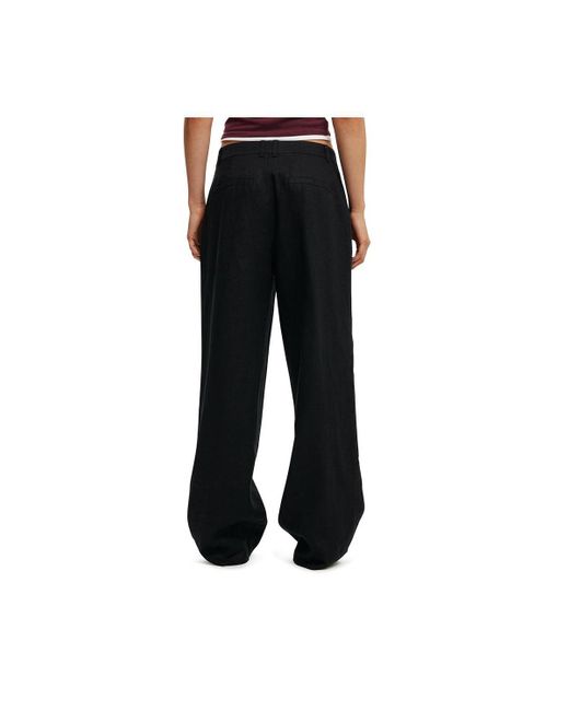 Cotton On Black Elle Linen Wide Leg Suiting Pant