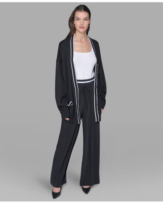 Karl Lagerfeld Gray Patch Button Front Cardigan Sweater