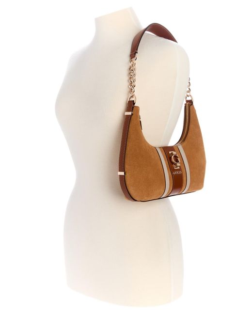 Guess Brown Erenia Top Zip Shoulder Bag