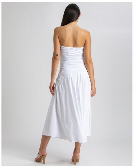 PIETRO BRUNELLI MATERNITY White Maternity Strapless Side Ruching Poplin And Jersey Coco Dress