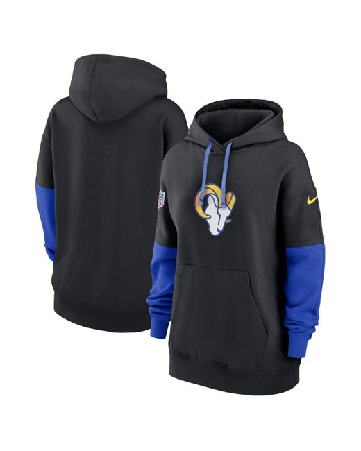 Nike Blue Black/royal Los Angeles Rams 2024 Sideline Essential Fleece Pullover Hoodie