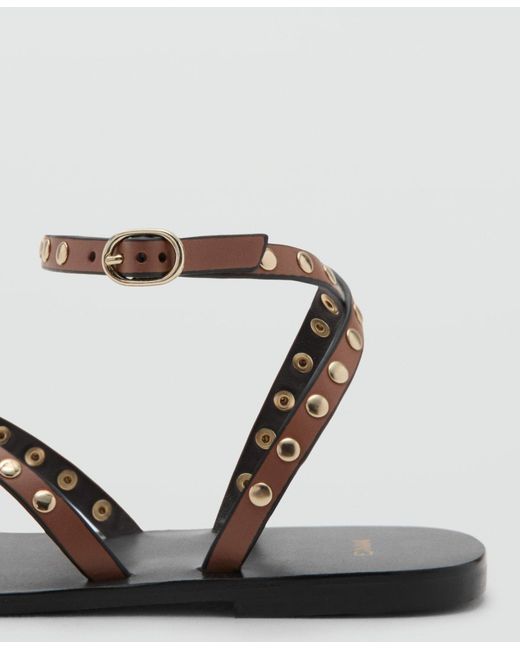 Mango White Studded Sandals