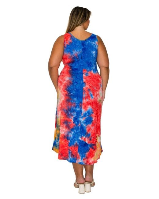 L I V D Red Plus Size Zola Tie Dye Tank Dress