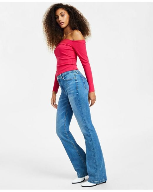Guess Sexy Mid-rise Bootcut Jeans in Blue | Lyst