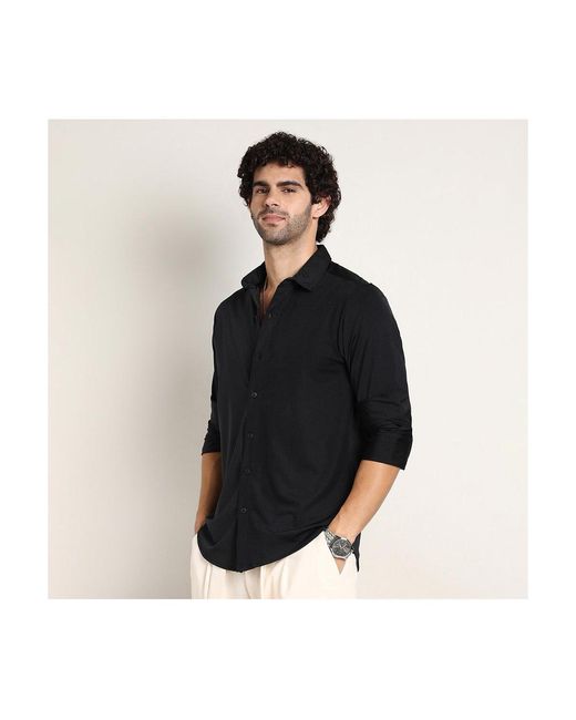 Campus Sutra Black Onyx Everyday Solid Shirt for men
