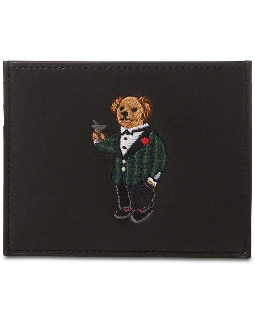 Polo Ralph Lauren Black Polo Bear Leather Card Case for men