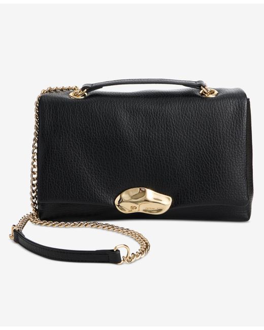 INC International Concepts Black Ajae Flap Sculpt Shoulder Bag