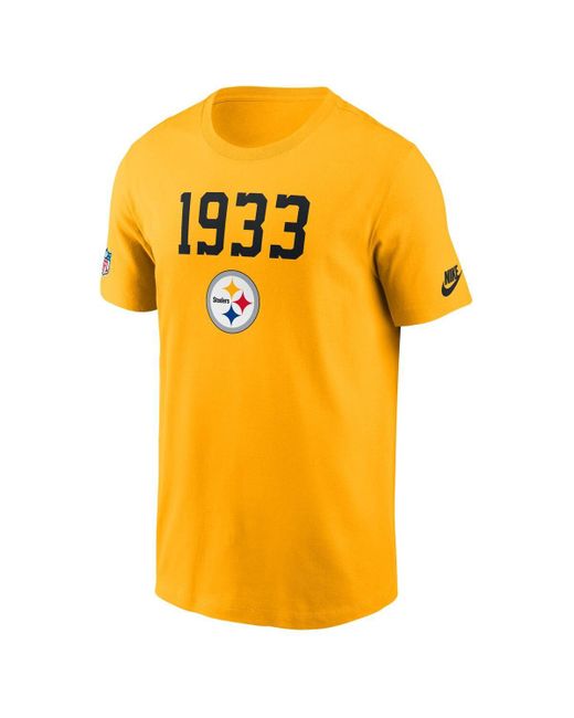 Nike Yellow Pittsburgh Steelers 1933 Alt Pack Onside Conversion Performance T-shirt for men