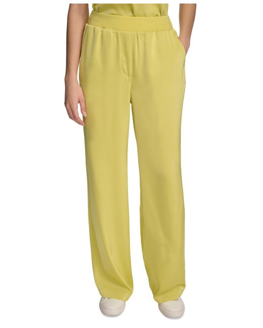 Calvin Klein Yellow Pull-on Wide-leg Pants