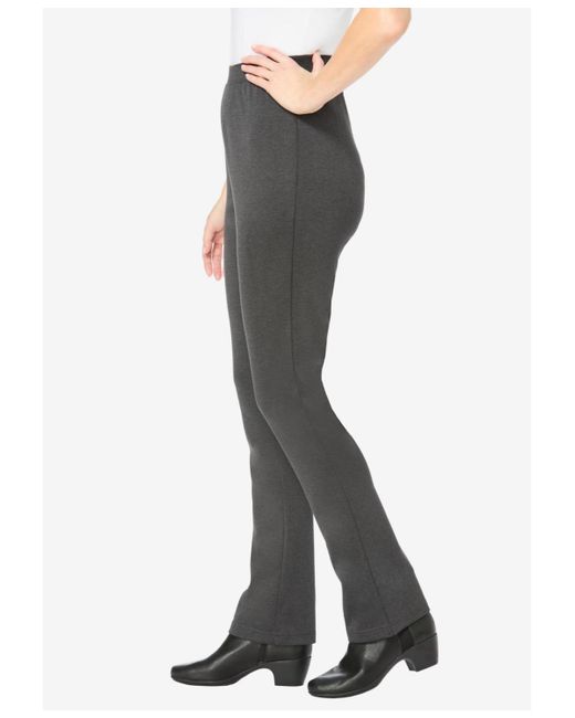 Woman Within Blue Within Tall Stretch Ponte Knit Pull-on Bootcut Pants
